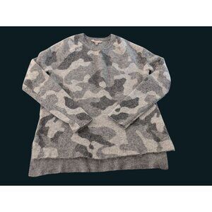 Athleta Womens Gray Camouflage Sweater Alpaca Wool Blend Long Sleeve Crewneck M